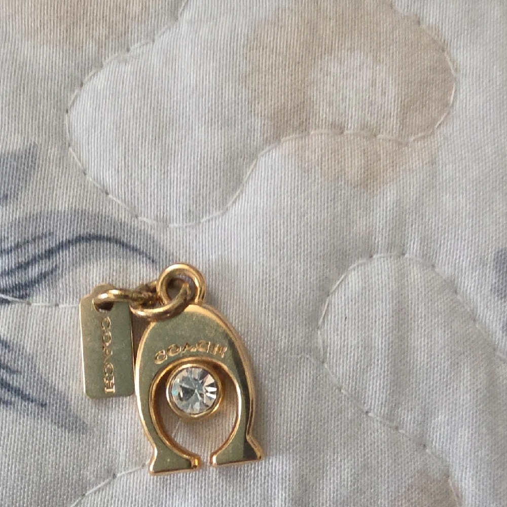 Coach Gold Keychain with Crystal Detail